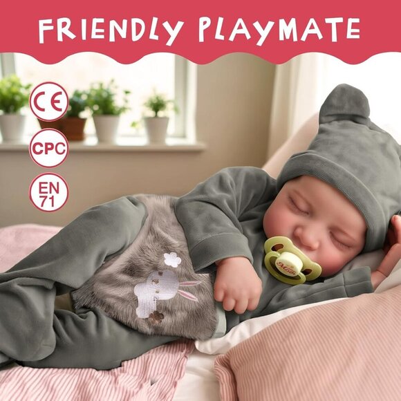 🆕 Jizhi Reborn Baby Dolls Grey Soft Body Vinyl Real Life Accessories Kids Toy - Picture 9 of 9